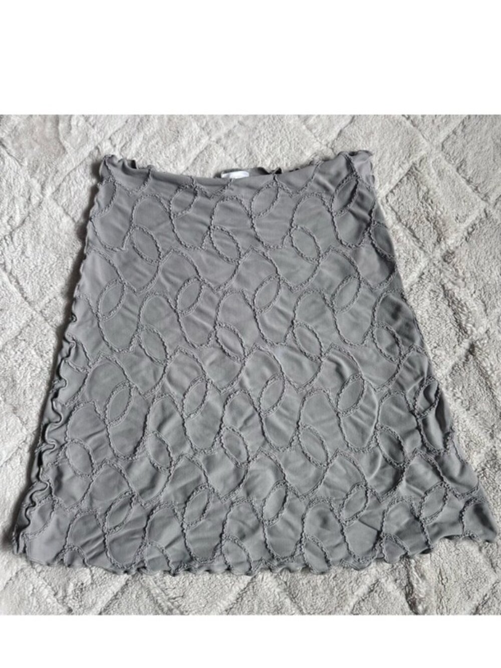 Haystacks | Embroidered Gray Textured Skirt | Size Medium